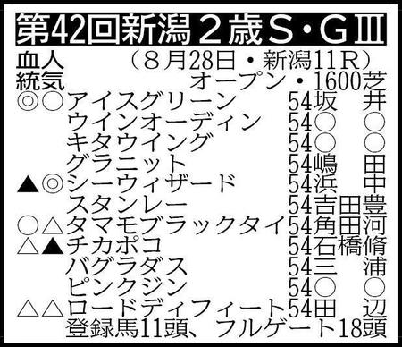　新潟２歳Ｓミニ出走表※騎手は想定