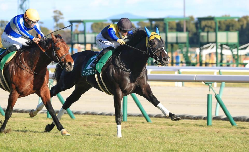 　きさらぎ賞を制した川田騎乗のフリームファクシ（右）