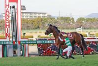 　エフフォーリアは競走中止、ゴール寸前で下馬する横山武史（１２日撮影）