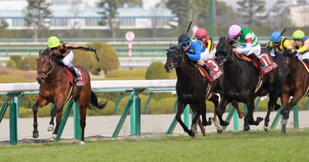 　逃げ切ったモズメイメイ（左端）