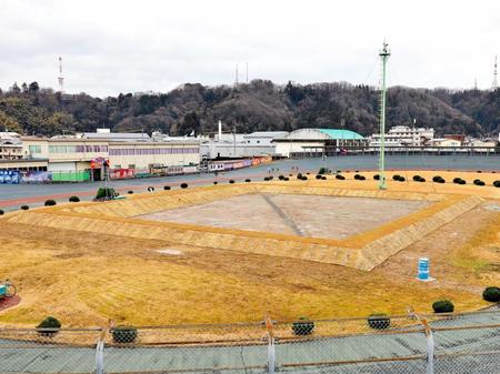 　３月上旬にバンク内に設置された福井競輪の調整池