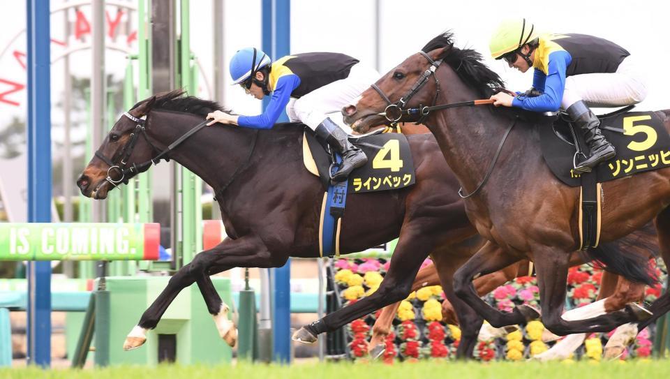 　ゾンニッヒ（右）の追い込みをかわしたラインベック（撮影・園田高夫）