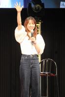 　宮島ボートでトークショーを行った守屋美穂