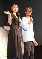 　トークショーを行った峰竜太と野田なづきの師弟コンビ