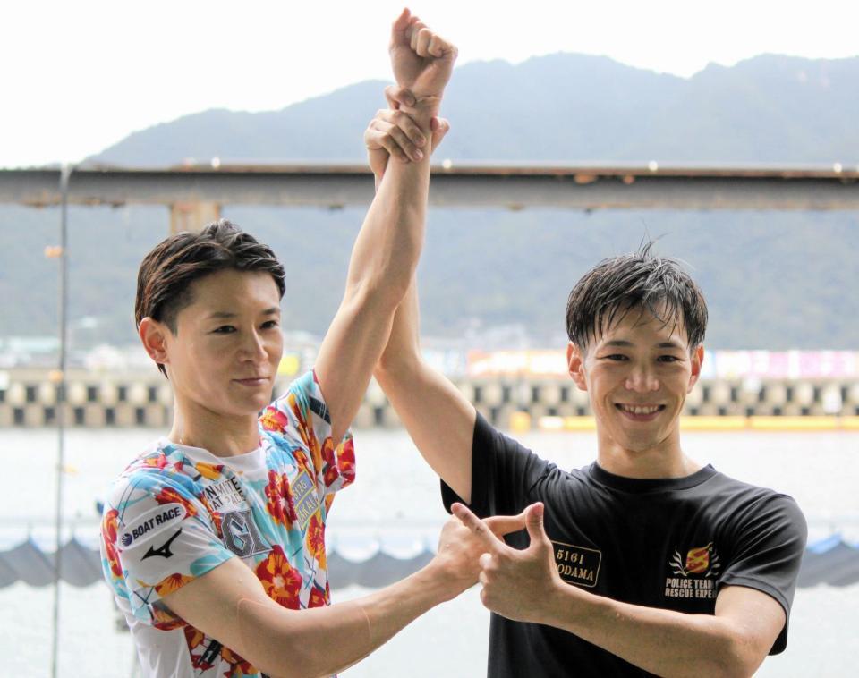 　Ｇ１初勝利を挙げた登玉隼百（右）と高井雄基