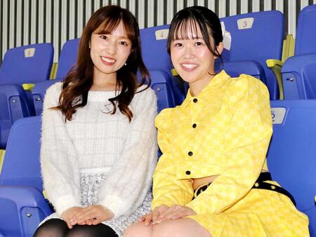 　かねりんナビブース担当の内田ななこさん（左）とスペースエンジェルズの黒田ふみかさん