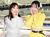 　かねりんナビブース担当の内田ななこさん（左）とスペースエンジェルズの黒田ふみかさん