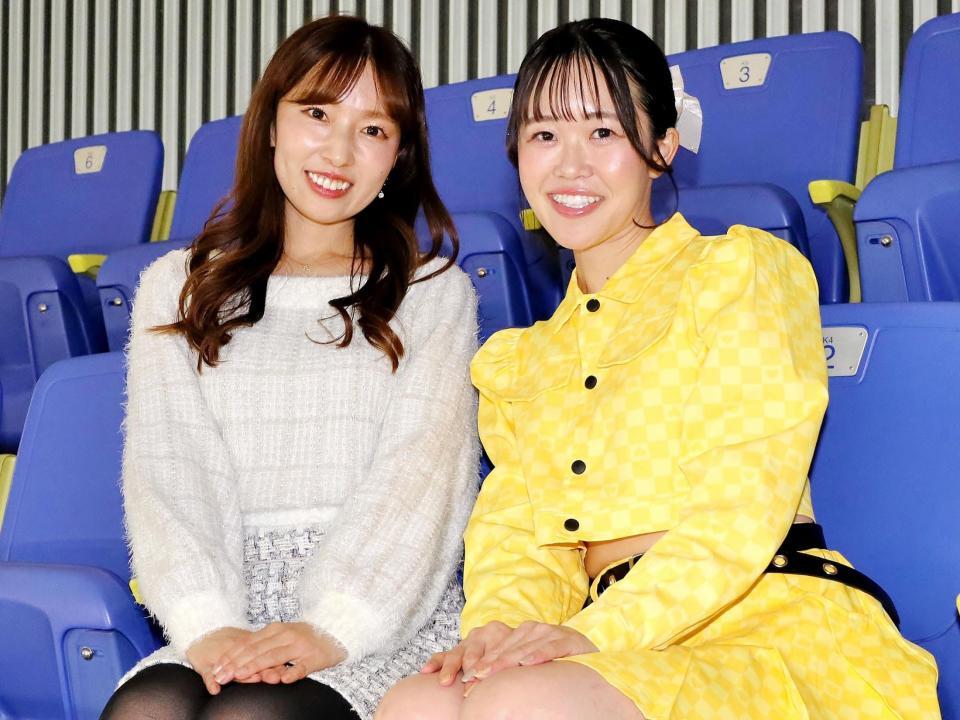 　かねりんナビブース担当の内田ななこさん（左）とスペースエンジェルズの黒田ふみかさん