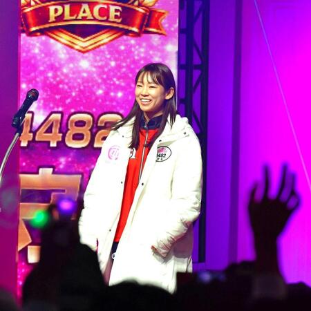 高らかにＶ宣言をした守屋美穂