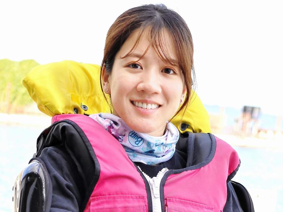 特訓を終えて笑顔で引き揚げてきた実森美祐