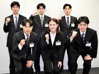 ５月にデビューする近畿地区の競輪選手（前列左から）北宅柊麻、アニー紗世子、木曽田晃大（後列左から）宮田龍一、冨倉巧、片岡遼真