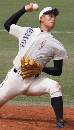 　５安打１０奪三振で１失点完投した安佐北・近藤（撮影・市尻達拡）