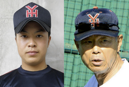 　横浜の渡辺佳明内野手（左）と祖父の渡辺元智氏