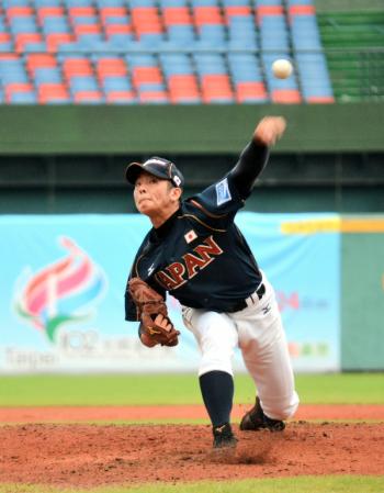 　台湾戦に先発し、８回１失点12奪三振と好投した日本代表・松井（撮影・藤田昌央）