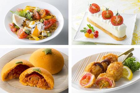 　３種のトマトを使った混ぜラーメンや、野菜ケーキ、トマトカレーパン、串揚げなど幅広いメニューが展開される