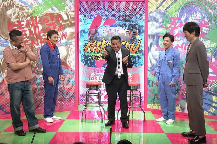 　左から、ケンドーコバヤシ、八木真澄（サバンナ）、大地洋輔（ダイノジ）、おたけ（ジャングルポケット）、千原ジュニア　（Ｃ）ｙｔｖ