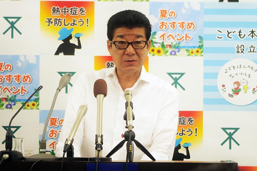 　熱中症予防について注意喚起した、大阪市の松井一郎市長（１１日・大阪市役所）