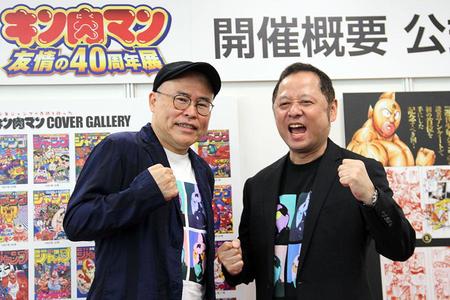 　トークショーに登場したゆでたまご（左から作画担当・中井義則氏、原作担当・嶋田 隆司氏）（２１日・大阪市内）