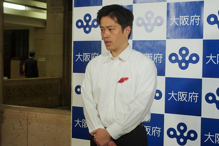 　市民団体からの情報開示請求について、自らの考えを説明した大阪・吉村洋文知事（２１日・大阪府庁）