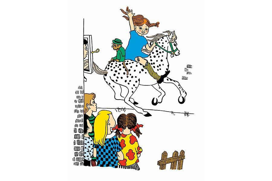 　馬にのったピッピとサルのニルソンさん　１９４５年　イングリッド・ヴァン・ニイマン画　（Ｃ）Ｔｈｅ Ａｓｔｒｉｄ Ｌｉｎｄｇｒｅｎ Ｃｏｍｐａｎｙ Ｉｎｇｒｉｄ Ｖａｎｇ Ｎｙｍａｎ