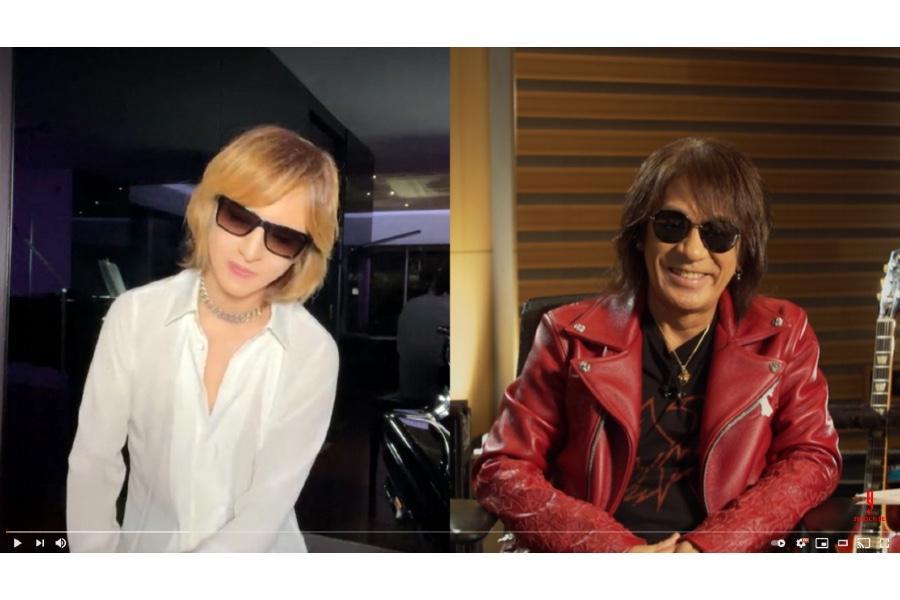 　オンライン対談をおこなったＹＯＳＨＩＫＩ（左）とＢ’ｚの松本孝弘