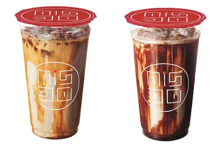 　左からダブル氷コーヒー キャラメル、ダブル氷コーヒー カフェモカ（各４８６円）