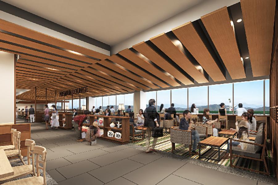 　改装されたフードコート飲食エリアの「ＰＲＥＭＩＵＭ ＬＯＵＮＧＥ」