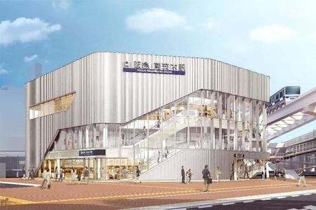 「南茨木阪急ビル」外観イメージ。エスカレーター部分の壁面等はガラスカーテンウォールに