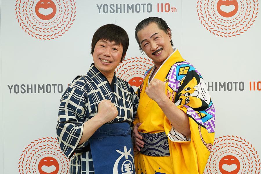 　吉本新喜劇の新座長となった（左から）吉田裕、アキ