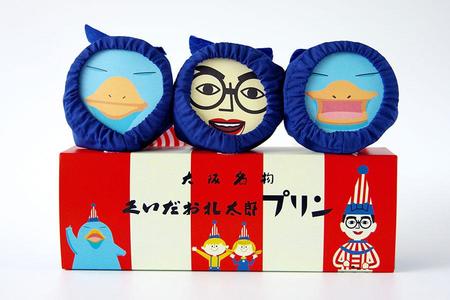 　「カモノハシのイコちゃん×くいだおれ太郎プリン」（３個入・１４５０円）