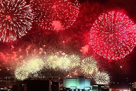 4年ぶりの「びわ湖大花火大会」の様子、約1万発の花火が打ち上げられる（8月8日・大津市内）