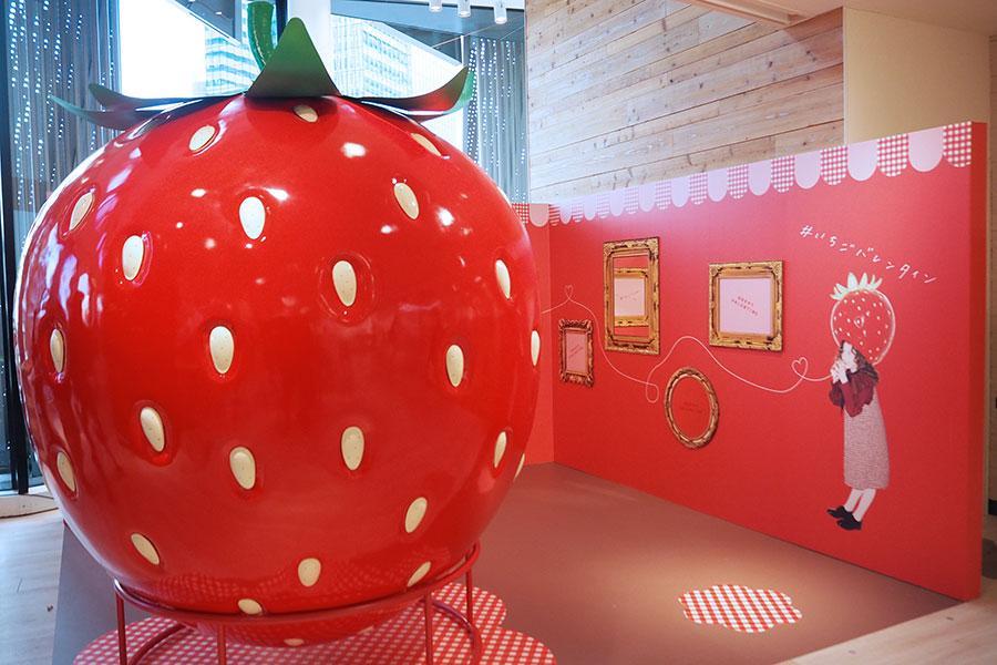 1月24日よりスタートした「阪急梅田本店」のバレンタイン催事、巨大いちごのフォトスポットも登場