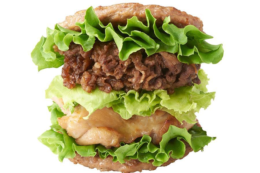 モスバーガーの29日限定商品「にくにくにくバーガー」（910円）