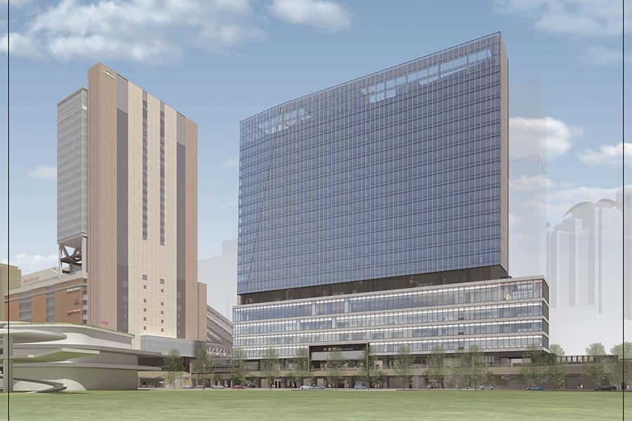 　ＪＲ大阪駅の北西側に開業予定の「イノゲート大阪」完成予想図（提供：ＪＲ西日本大阪開発株式会社）　