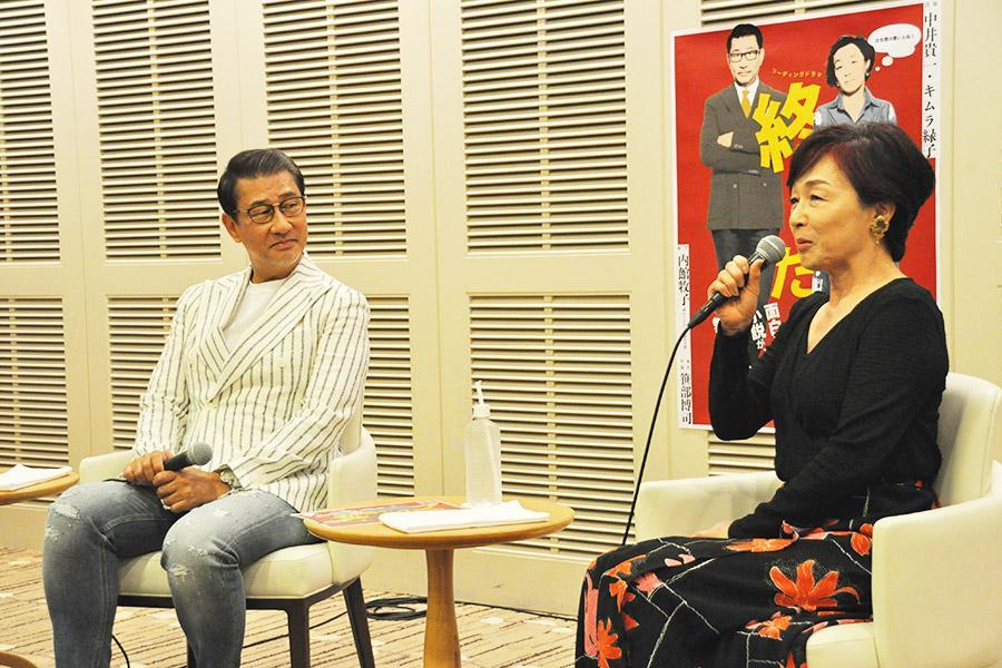 　リーディングドラマ『終わった人』に出演する中井貴一とキムラ緑子（５月２２日・大阪市内）