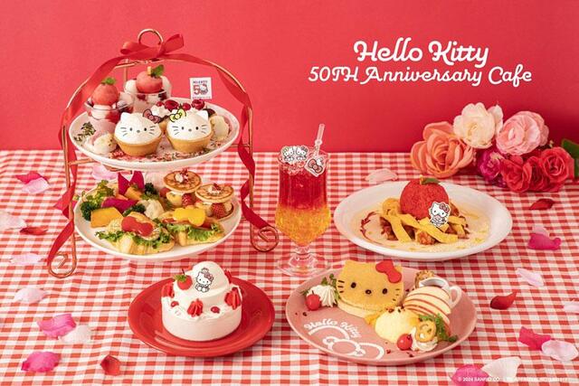 ハローキティ 50周年記念 ケーキデザイン ハローキティ50周年」記念カフェ KITTE大阪で期間限定開催/関西