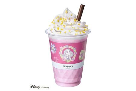 　「ゴディバ×塔の上のラプンツェル」コラボメニュー「ホワイトピーチ ショコリキサー」（レギュラー８７６円、ラージ９８６円）