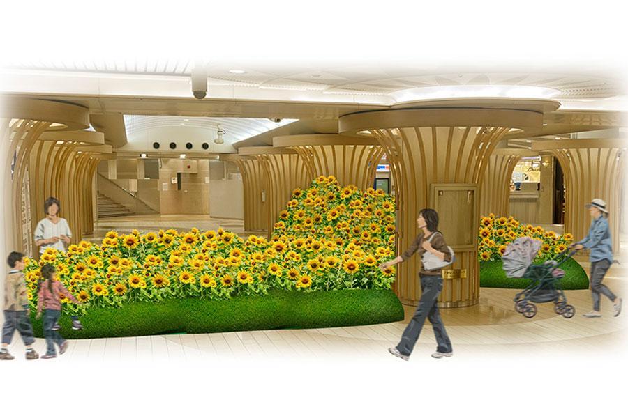 「なんばウォーク」ひまわり装飾イメージ（フォレストパーク）