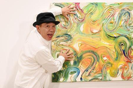 　開幕前日の会見に登場した木梨憲武展（７月１８日・大阪市内、Ｌｍａｇａ.ｊｐ撮影）