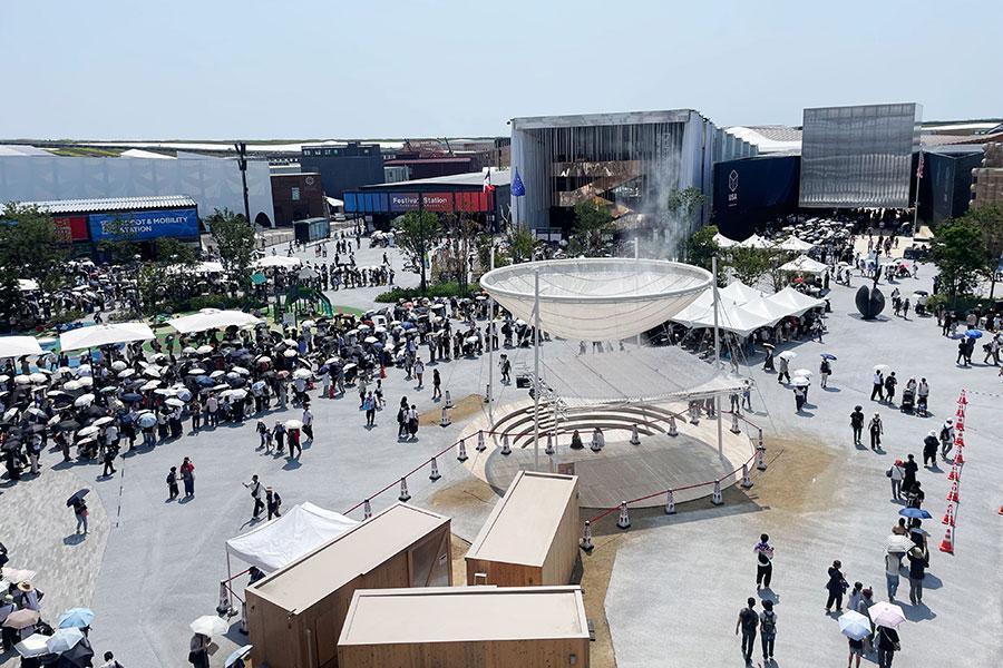 　『２０２５大阪・関西万博』８月１４か（木）大屋根リングから見た会場の様子（１２時／Ｌｍａｇａ.ｊｐ撮影）