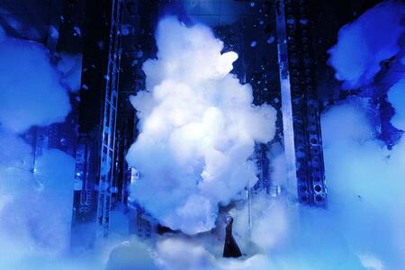 「チームラボ バイオヴォルテックス 京都」内の作品「Ｍａｓｓｌｅｓｓ Ａｍｏｒｐｈｏｕｓ Ｓｃｕｌｐｔｕｒｅ」Ⓒチームラボ