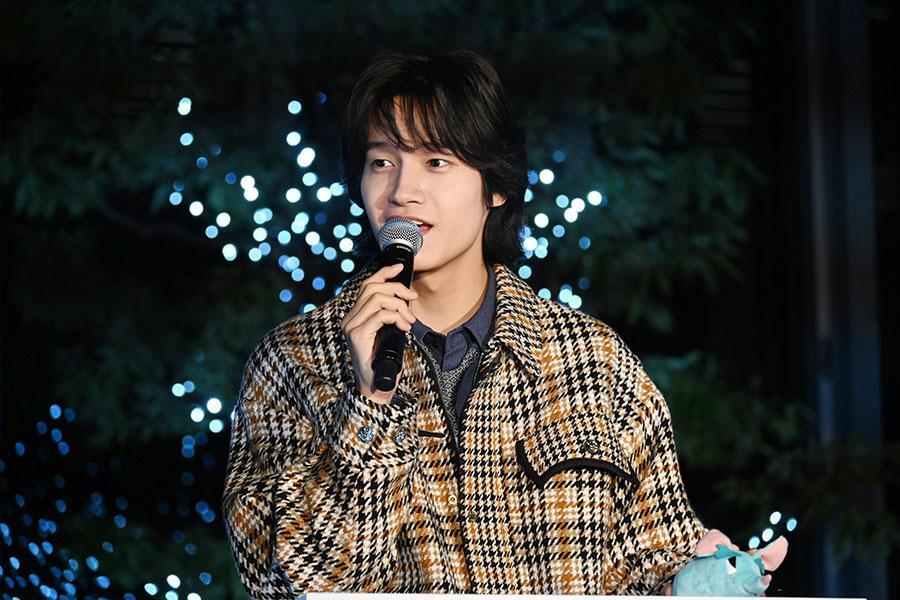 　映画『トリツカレ男』公開記念イベントに登場し、松竹座の思い出を語るＡぇ！ ｇｒｏｕｐの佐野晶哉（１０月３０日・あべのハルカス）