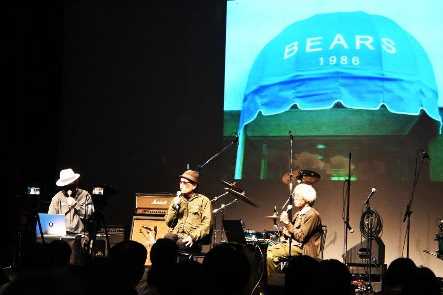 　「難波ベアーズ」の歴史を振り返る宇川直宏、、山本精一、東瀬戸悟（１１月１４日心斎橋パルコ Ｌｍａｇａ.ｊｐ編集部撮影）