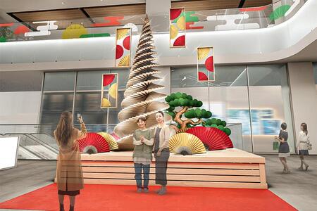 「KITTE大阪」（大阪市北区）に展示される「ヒノキ香る“和のツリー”」イメージ