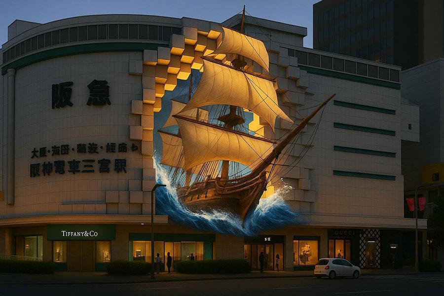 「神戸阪急壁面プロジェクションマッピング」イメージ