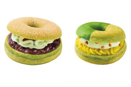 　写真左から、「ドら抹茶 つぶあん華ホイップ」（３３４円～）、「ドら抹茶 栗あん抹茶ホイップ」（３４５円～）