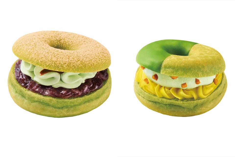 　写真左から、「ドら抹茶 つぶあん華ホイップ」（３３４円～）、「ドら抹茶 栗あん抹茶ホイップ」（３４５円～）