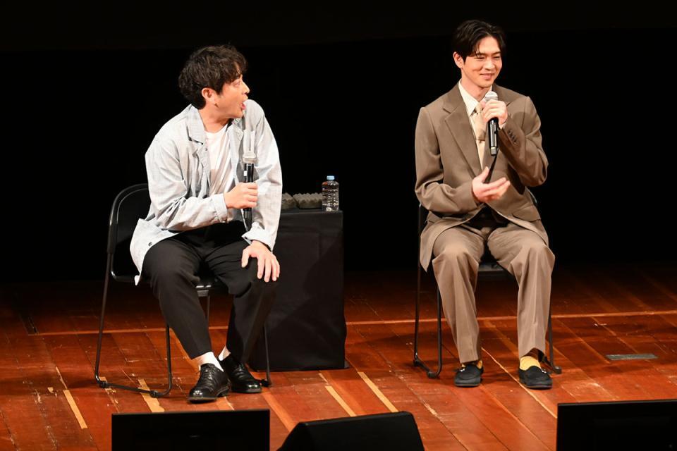 「大河ドラマ『豊臣兄弟！』トークライブ in 高島」での様子。迫田孝也、松下洸平（4月19日）