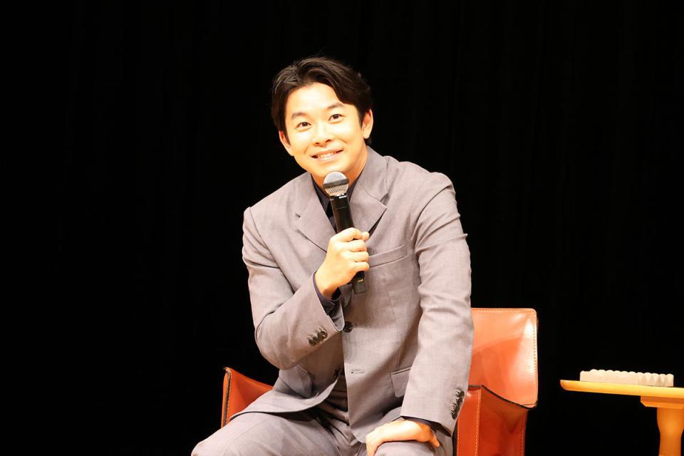 　「和田山ジュピターホール」（兵庫県朝来市）でトークショーをおこなった、秀長役の仲野太賀（６月１４日）