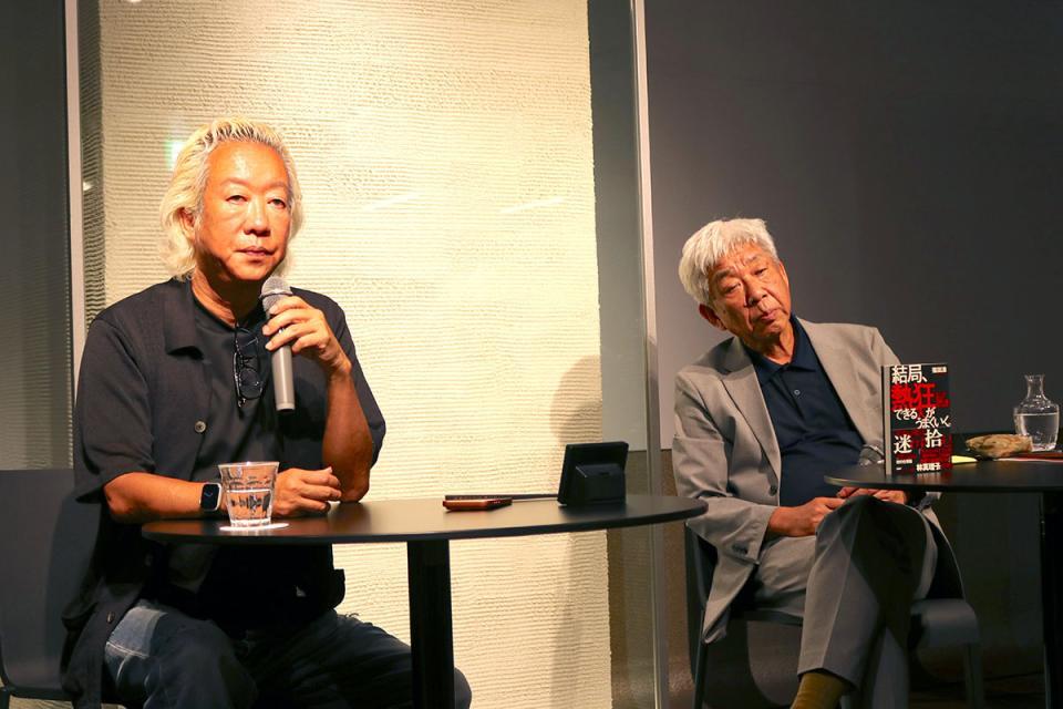 　大阪でおこなわれたトークイベントに登場した（左から）福田淳氏、大﨑洋氏（８月２１日／大阪市北区）